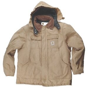 Carhartt Duck Canvas Hooded Work Jacket Quilted Lined Corduroy Collar Gorpcore *